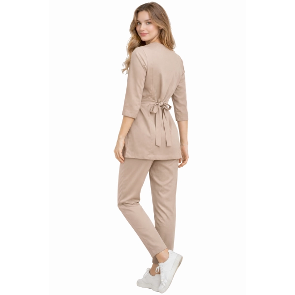 Komplet medyczny kosmetyczny 3/4 rękaw basic premium beżowy roz. XS